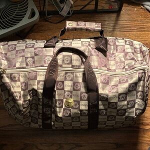 Versace Brown and Cream Patterned Duffel Bag